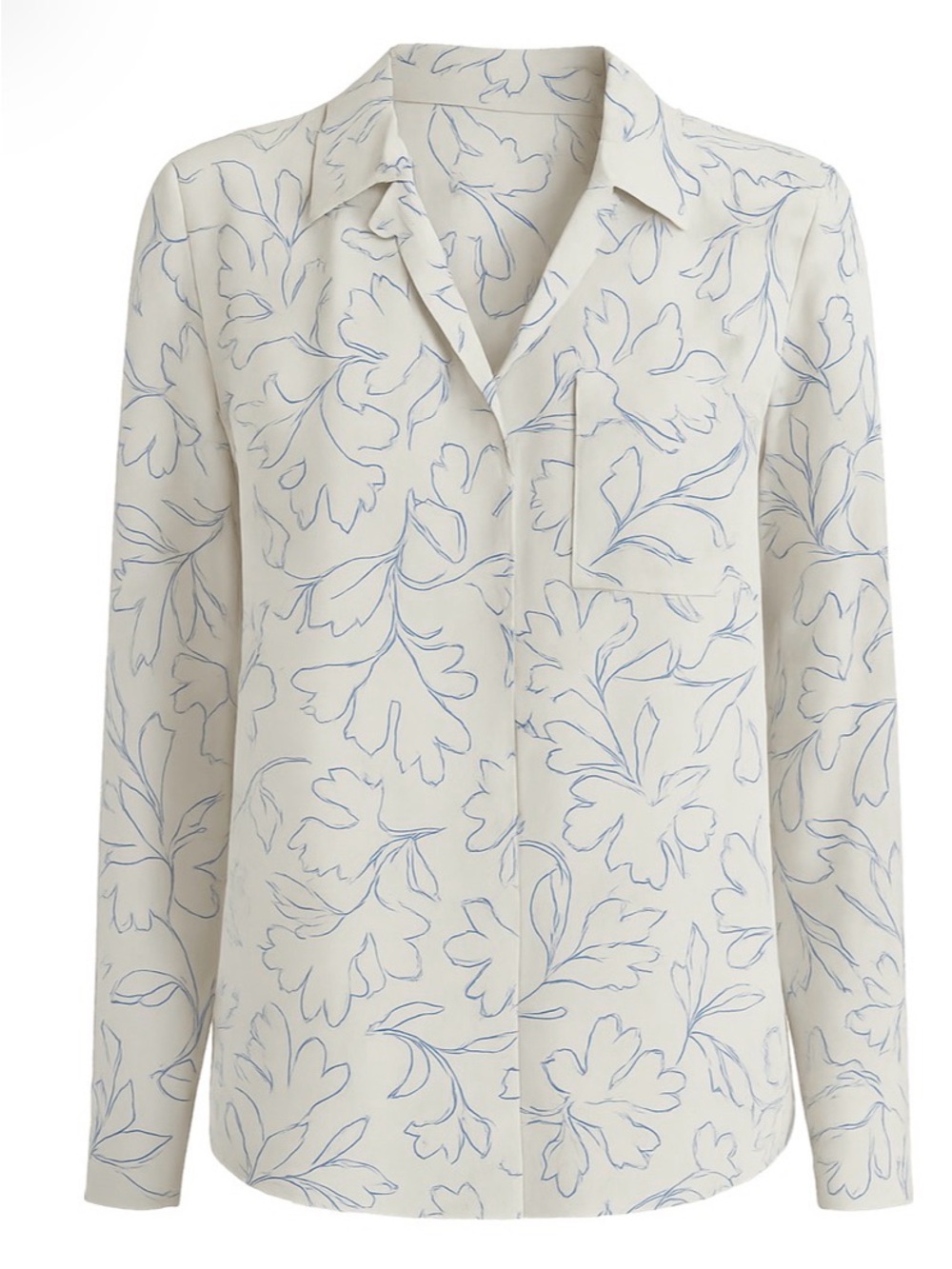 Ann Taylor Cream with Blue Floral - Camp shirt - XL
